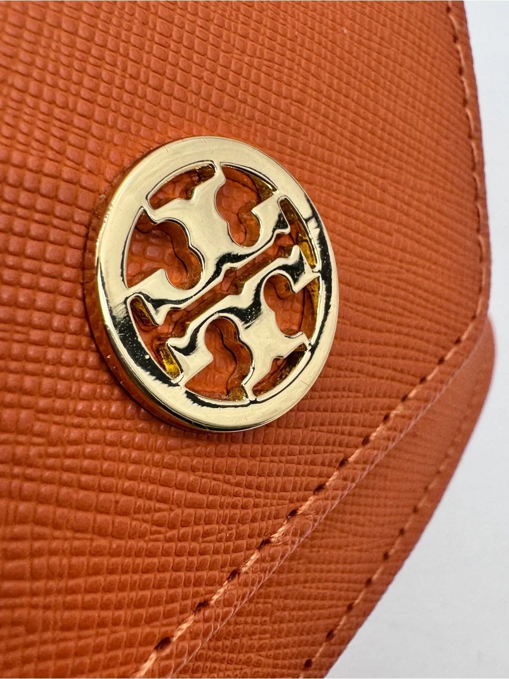 Tory Burch Orange Sunglasses case with Gold Emblem Medallion